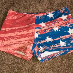 American flag feed me fight me shorts